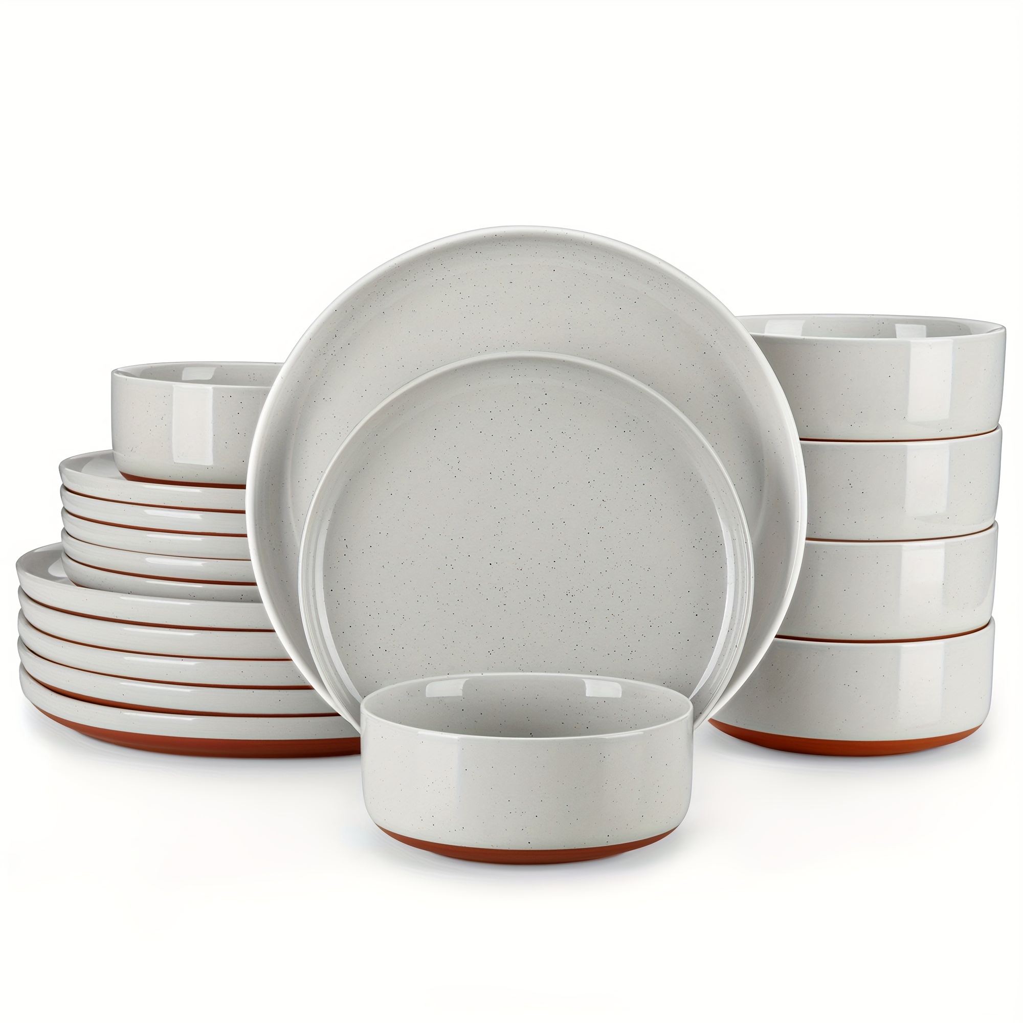 Kitchen Dinnerware Set, 18pcs Dinnerware Sets, Plates And Bowls Set, Chip And Crack Resistant, Dishwasher And Microwave Safe Dishes Set, Service For 6 (18pcs)