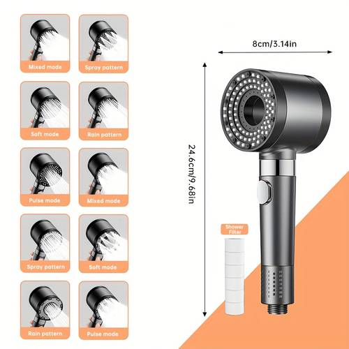 item picture 3pcs bathroom shower high pressure showerhead handheld showerhead with powerful spray 10 shower water shut off saving design silvery summer shower accessories for shower use only