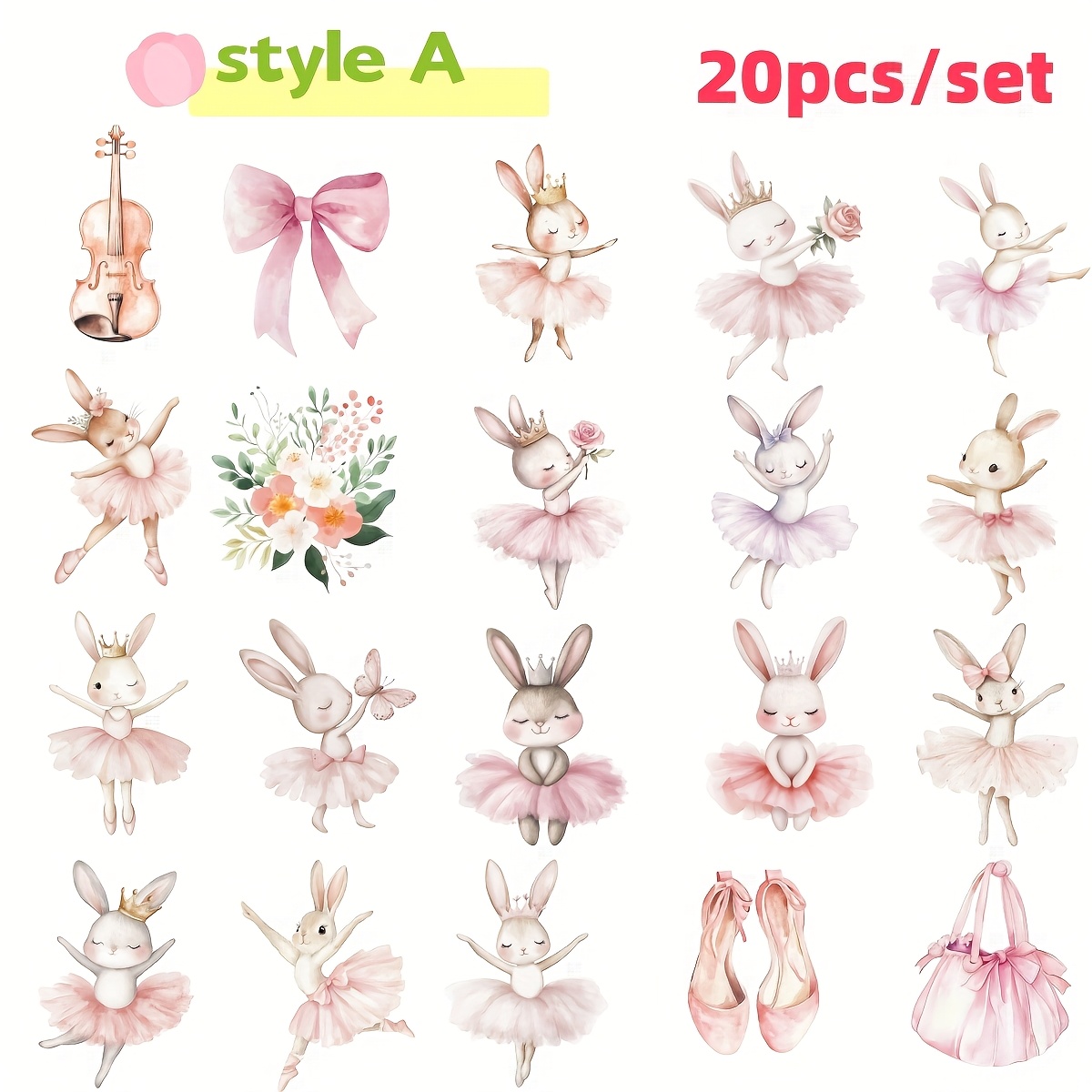 20pcs/set Ballet Bunny Series Stickers