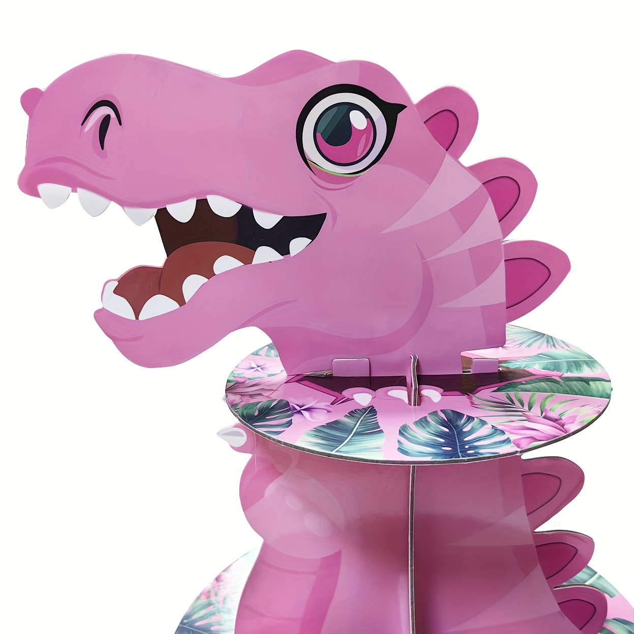 Dinosaurier Cupcake-Ständer 3-stöckig – Papp-Turm Für 16–24 Cupcakes, Grün, 50 Cm Hoch, Für Kinderpartys