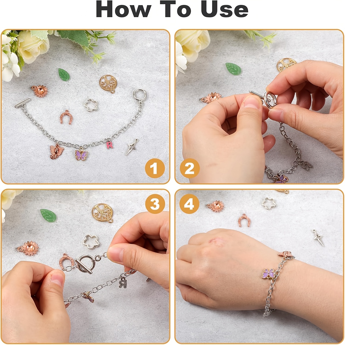 10pcs Charm Bracelet DIY Jewelry Making Kit for Women & Men