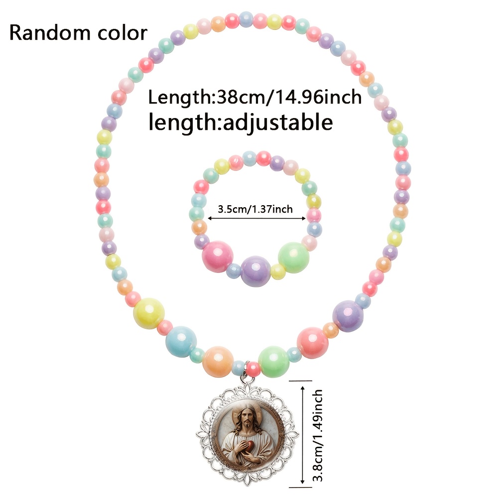 2pcs Sacred Heart Necklace and Bracelet Set