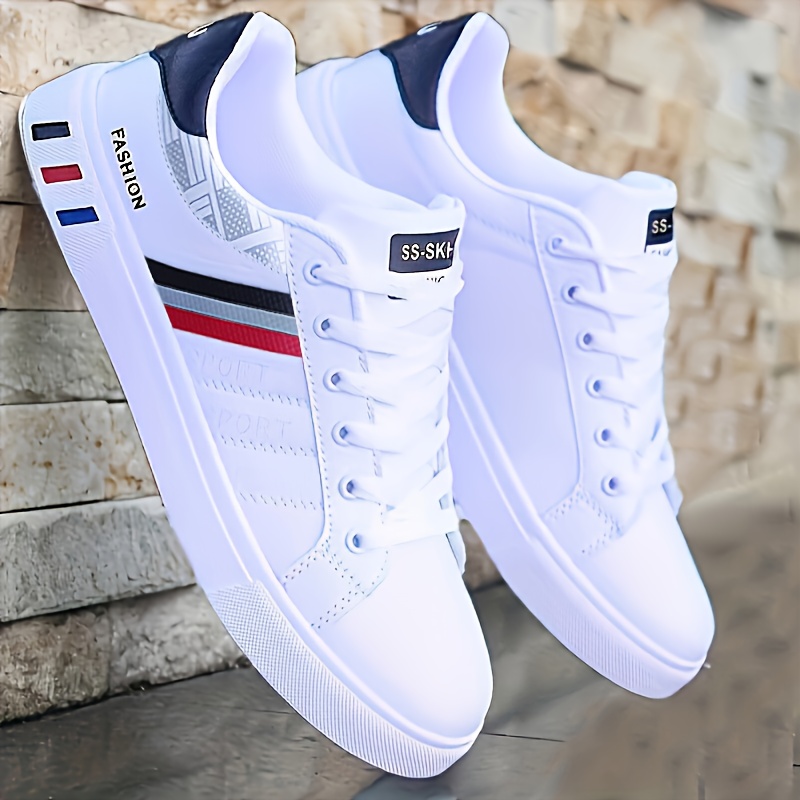 Image of 1 Pair Of White Sneakers, Skateboarding Shoes, Sports And Casual Daily Wear, With Fitness And Outdoor Soft Soled Lightweight Straps - Suitable For Indoor, Vacation, Daily Wear/