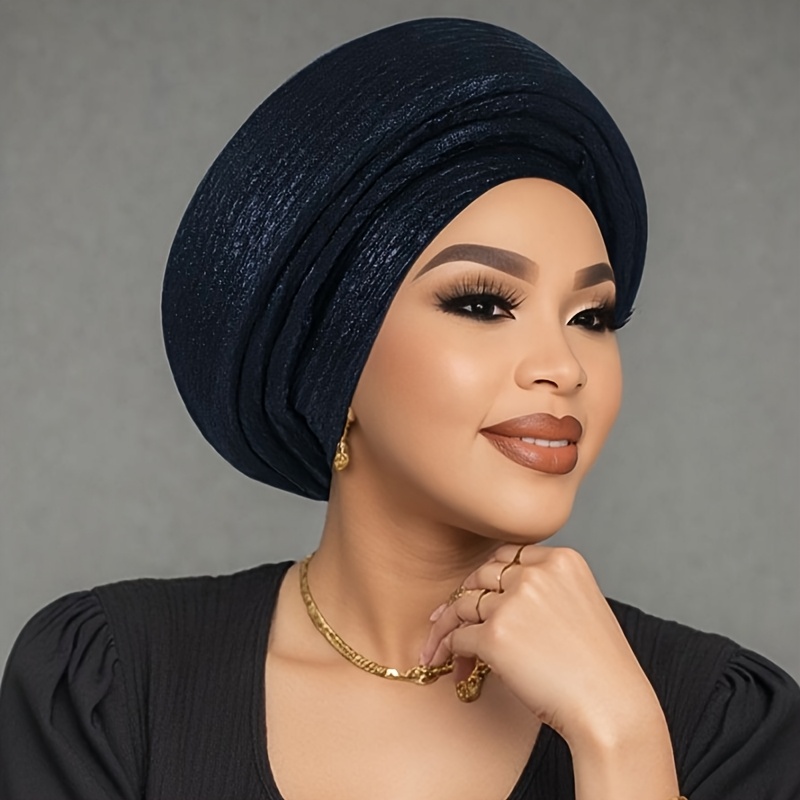 TEMU Nigerian African Fashion Simple Solid-color -leaf Three-layer Sponge Solid-color Women's Christmas Hat
