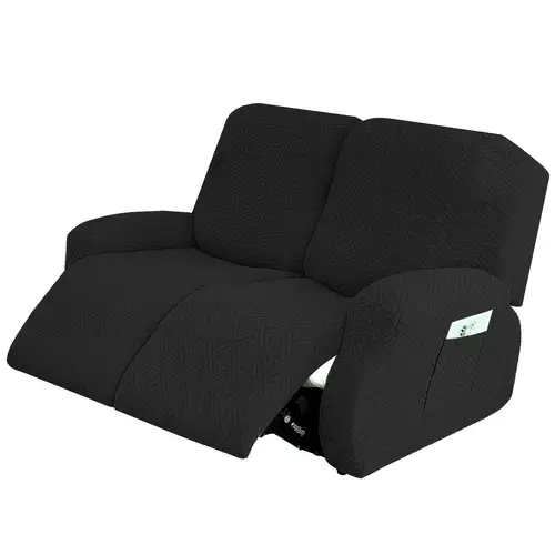 2seat 6pcs loveseat recliner slipcovers jacquard 2025 new recliner chair covers stretch furniture protector with storage pocket for living room decor