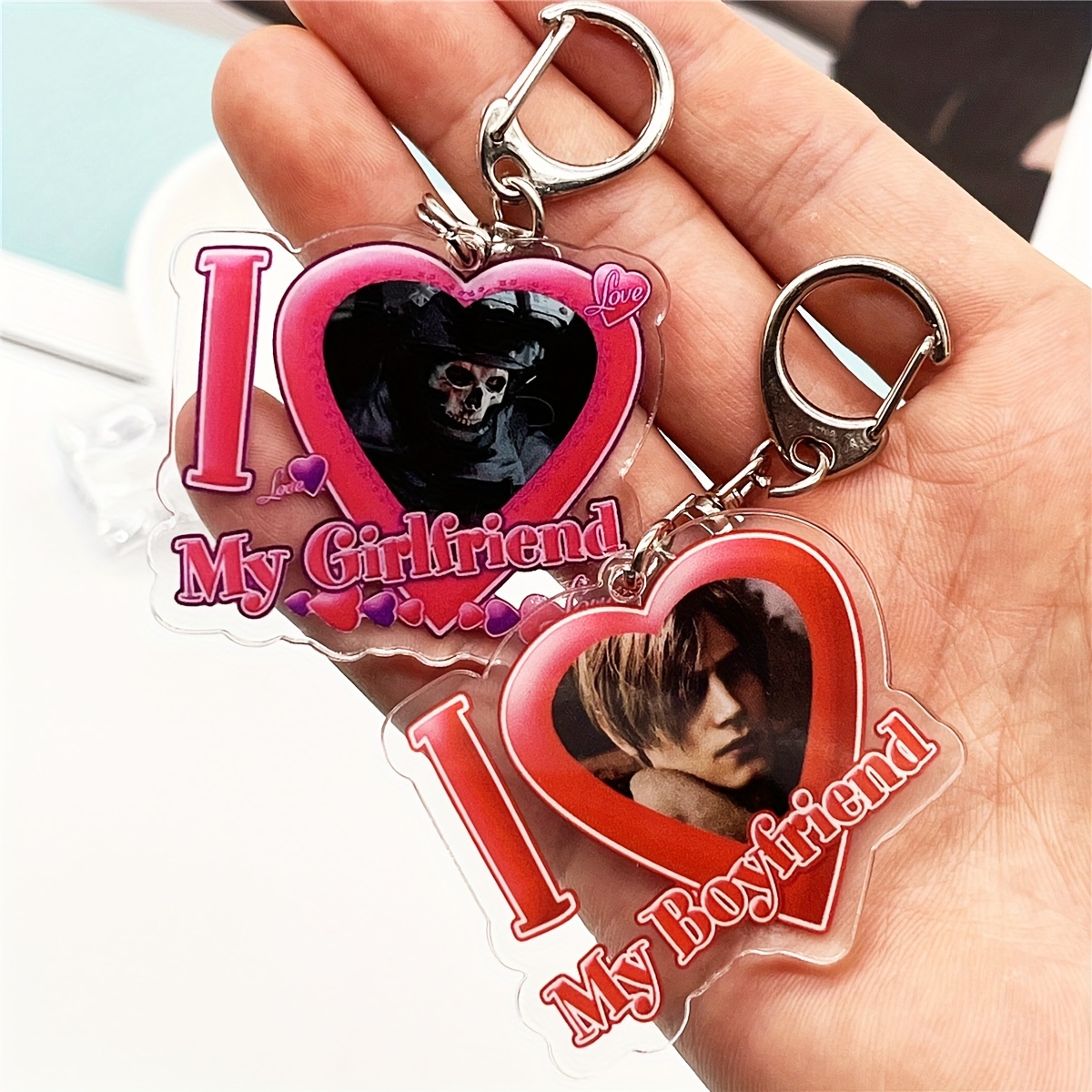 

I Love My Boyfriend Girlfriend Heart Acrylic Keychains Ring For Accessories Bag Pendant Key Chain Jewelry Gifts