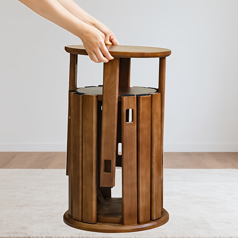 TEMU 1pc, Wooden Stackable Stools 4pcs Set, New Chinese Stools 4in 1 Multifunctional Solid Wood Combination Chair For Kitchen, Dining Room, Living