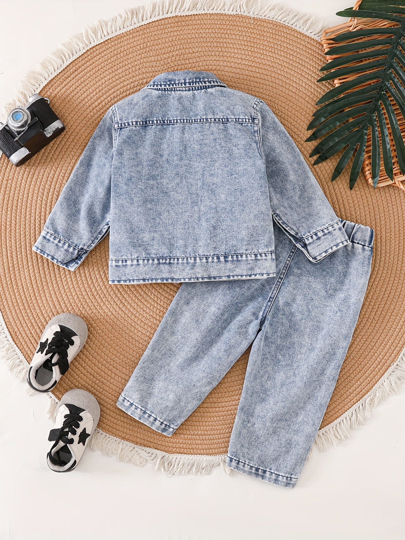 vintage cute   denim two piece set for baby boys for autumn and winter for outdoor Product details 0