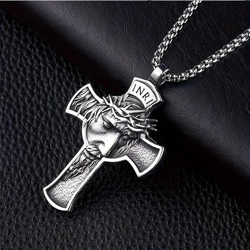       necklace cross pendant necklace with crown of thorns   details 2