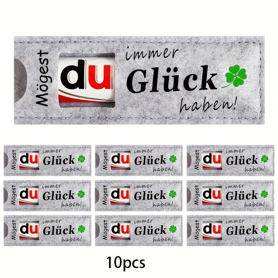 E-shop 5/10 Stück Filz Geschenktüten - Deutsche "Mögest Du Immer Glück Haben!" Schokolade Geschenkverpackungsbox, Gastgeschenke, Geeignet für Hochzeit,