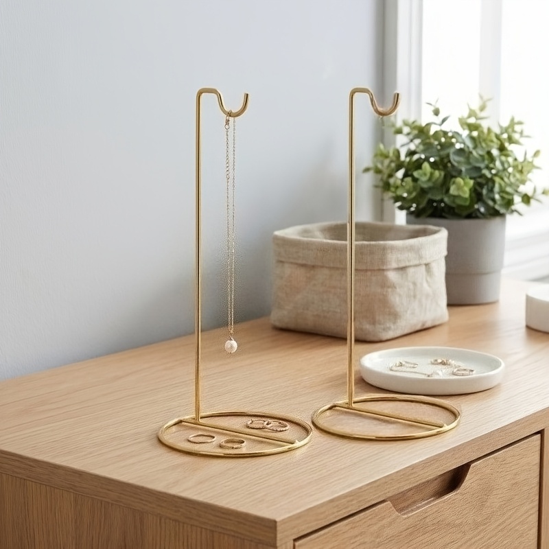 TEMU 2pcs Minimalist Tabletop Hook Organizer Stands For Entryway Bedroom Closet Vanity, Freestanding Metal Display Racks For Handbags Ties Scarves