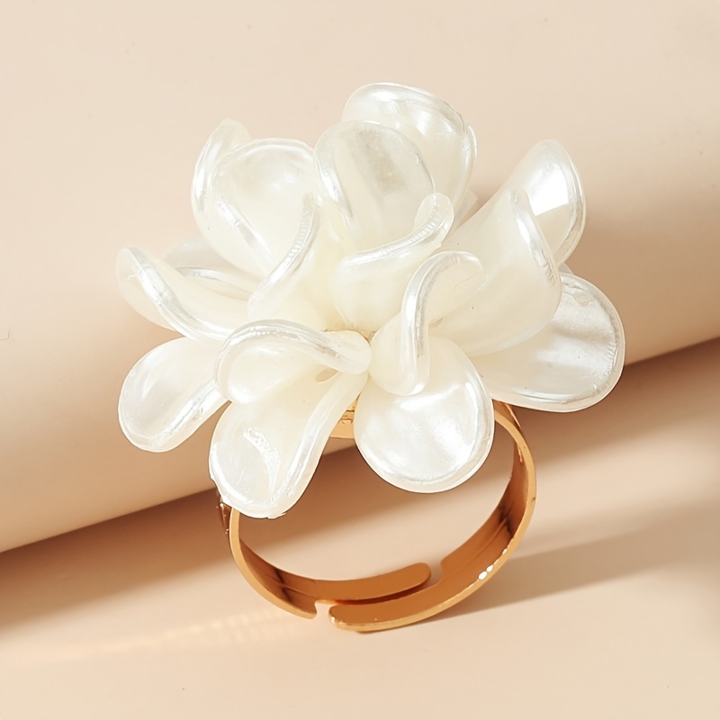 TEMU 1pc Anello elegante e francese, singolo, , in acrilico con , per l'abbigliamento , le vacanze e i da donna