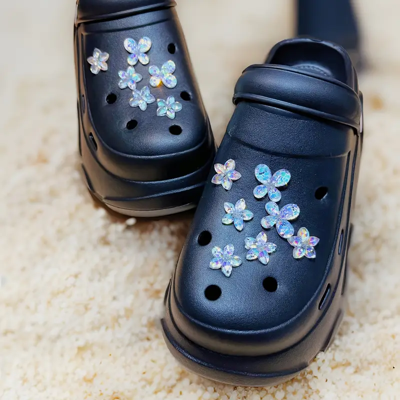 tira de 14 piezas de charms de zapatos de flor para zapatillas, zapatos de jardín, sandalias y zapatillas - plástico resistente, resina, fáciles de usar - accesorios de regalo de decorativos para fiestas detalles 12