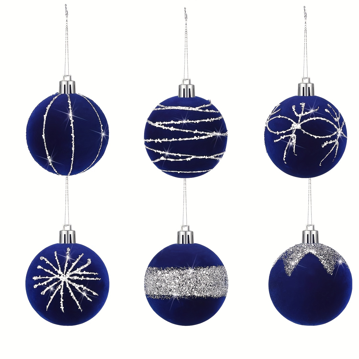 Image of 6pcs, -inch/8cm Velvet Christmas Tree Ornaments Flocked Christmas Ball Decorations Xmas Balls Christmas Ornaments For Xmas Tree Holiday Wreath Garland Birthday Wedding Decorations