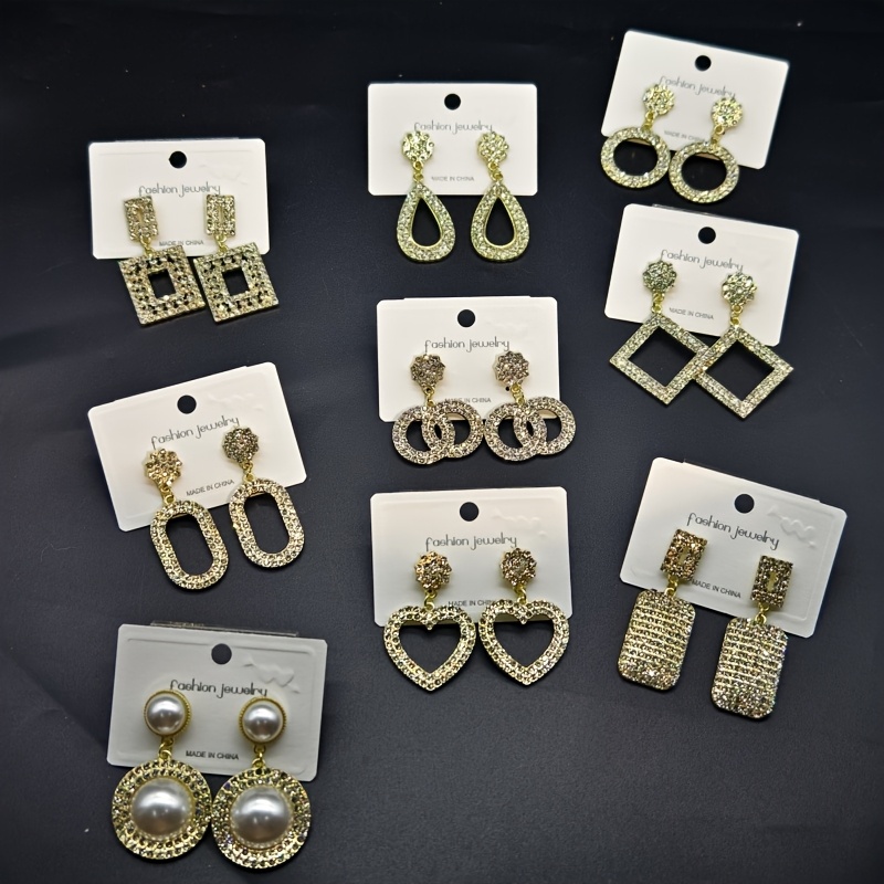 random 4 pairs of sparkling   dangle earrings for gift luxury details 1