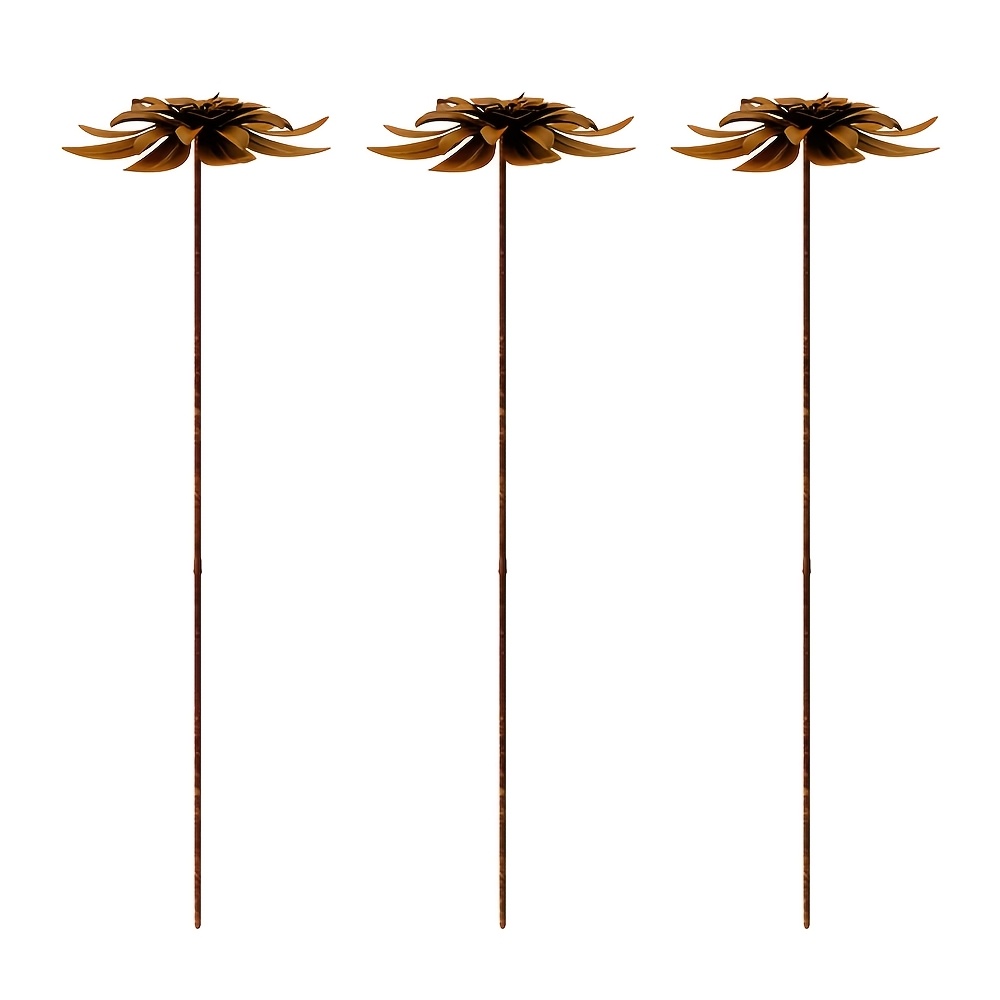 TEMU 3er-Set Blumenstäbe aus Schmiedeeisen mit Antik-Optik, ein Muss für die Atmosphärenschaffung in Ihrem Innenhof oder Garten! Mit mehrschichtigen,