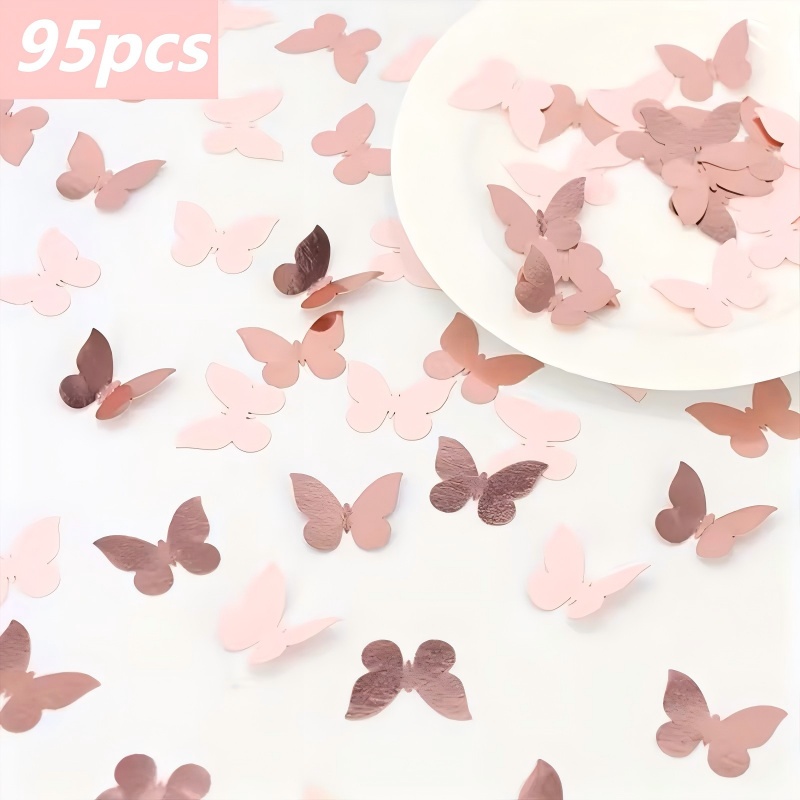 E-shop 95 Stück Schmetterling Konfetti, Rosa Prinzessin Themenparty Geburtstagsparty Tischdekoration Konfetti, Rosa und Lila Schmetterling Konfetti,