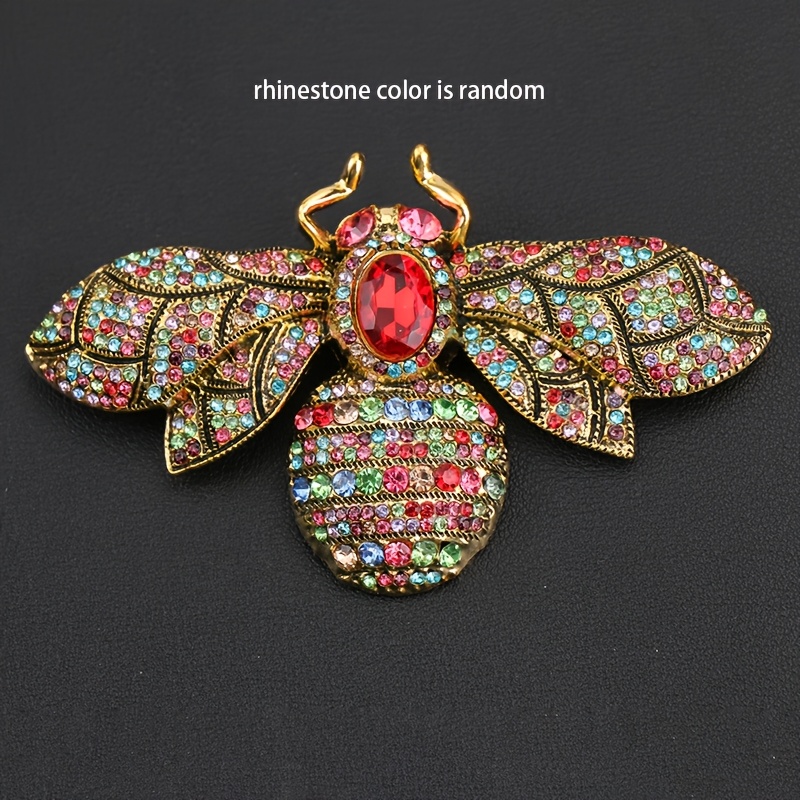Medieval Style Full Bee Brooch Male And Female Dopamine Accessories Pin Heavy Synthetic Gemstonestone Insect Jewelry,random