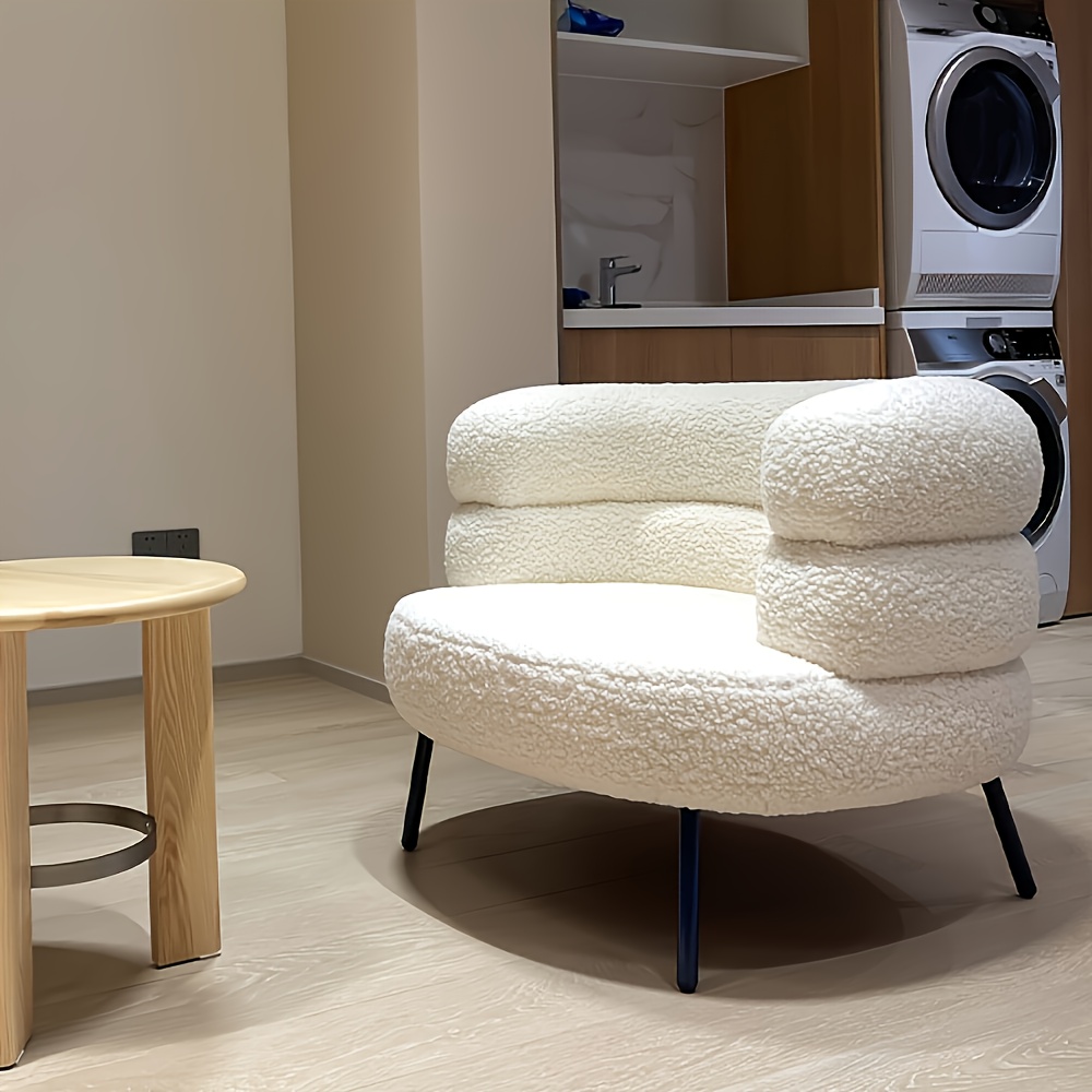 a casual lamb chair with 3 colors     backrest dining chair elegant bedroom   and balcony chair manual recliner metal frame no electricity required