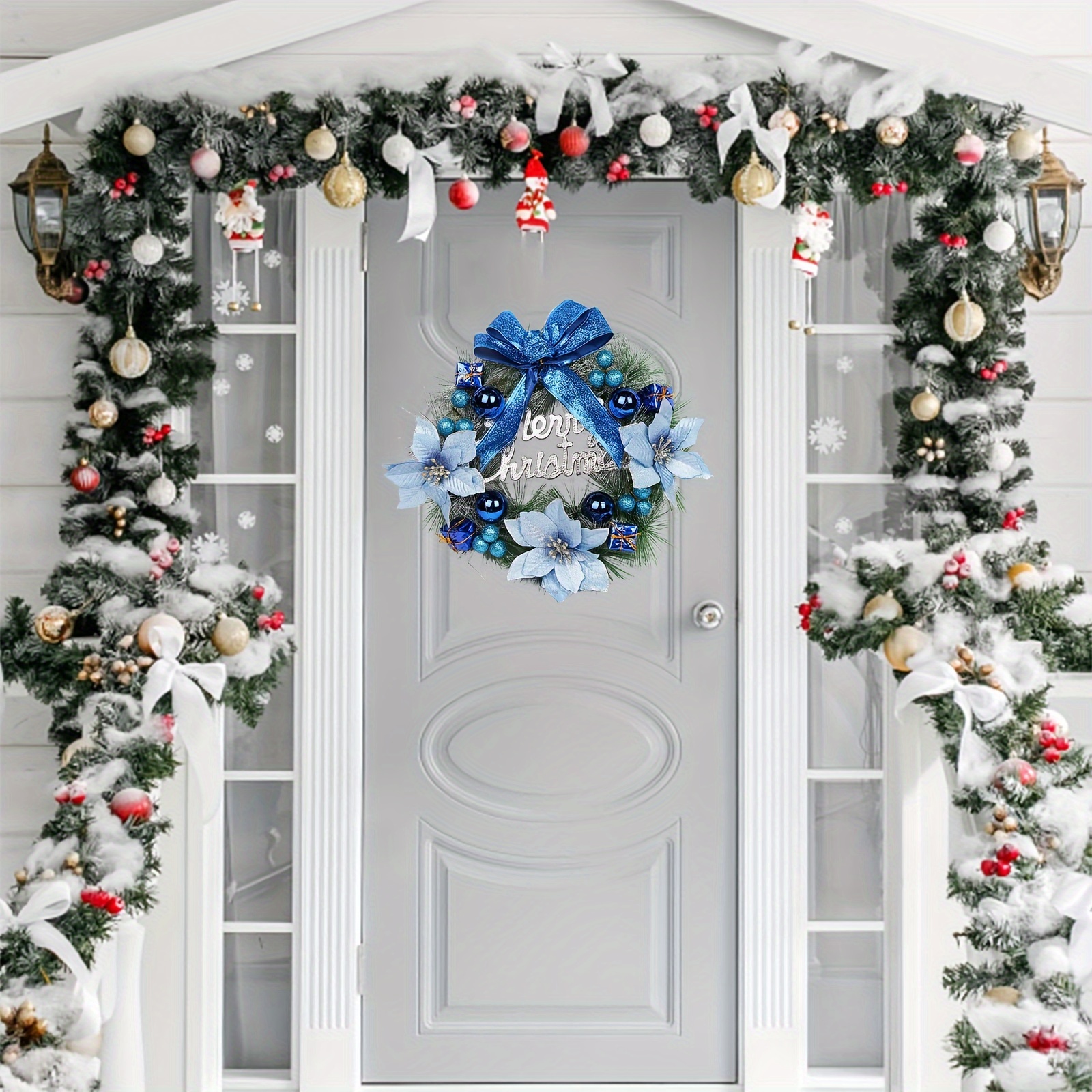 

1pc Christmas Wreath For Accents Bowknot Decorations 12inch For Decoration