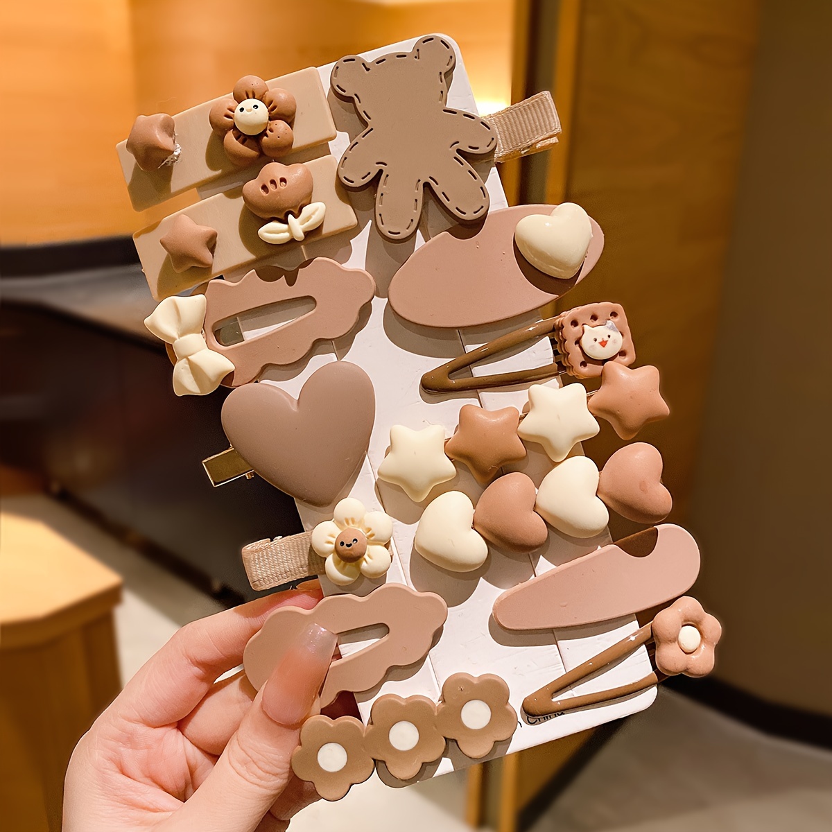 14 milk tea colored korean style side fringe hair clips bb - Temu