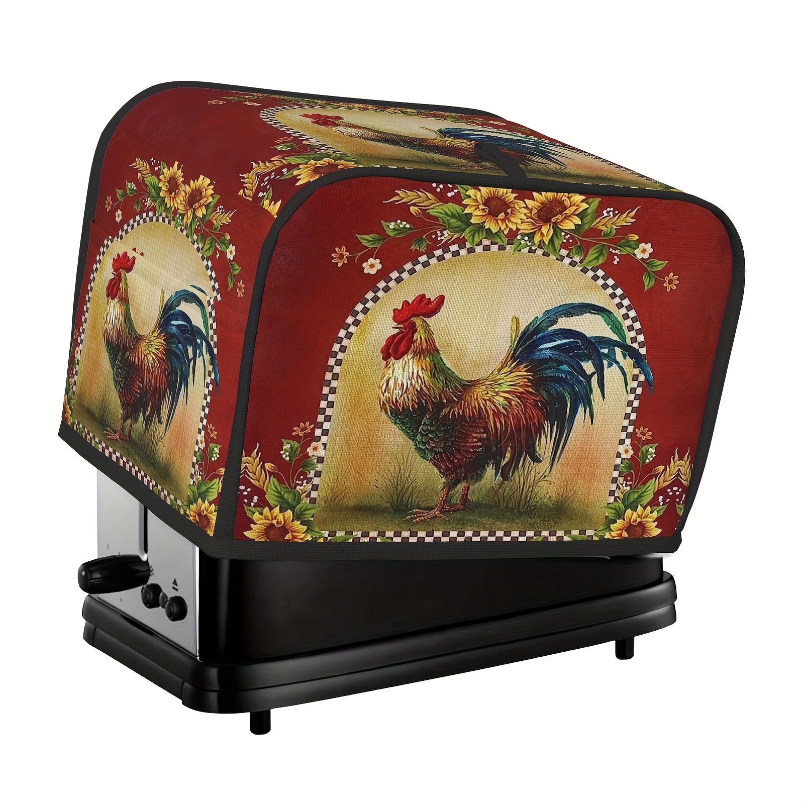 TEMU 1pc Upgraded Toaster Cover With A Rooster Pattern. Made Of High - Quality Polyester To Provide Dust Protection For Toaster Oven. It's An