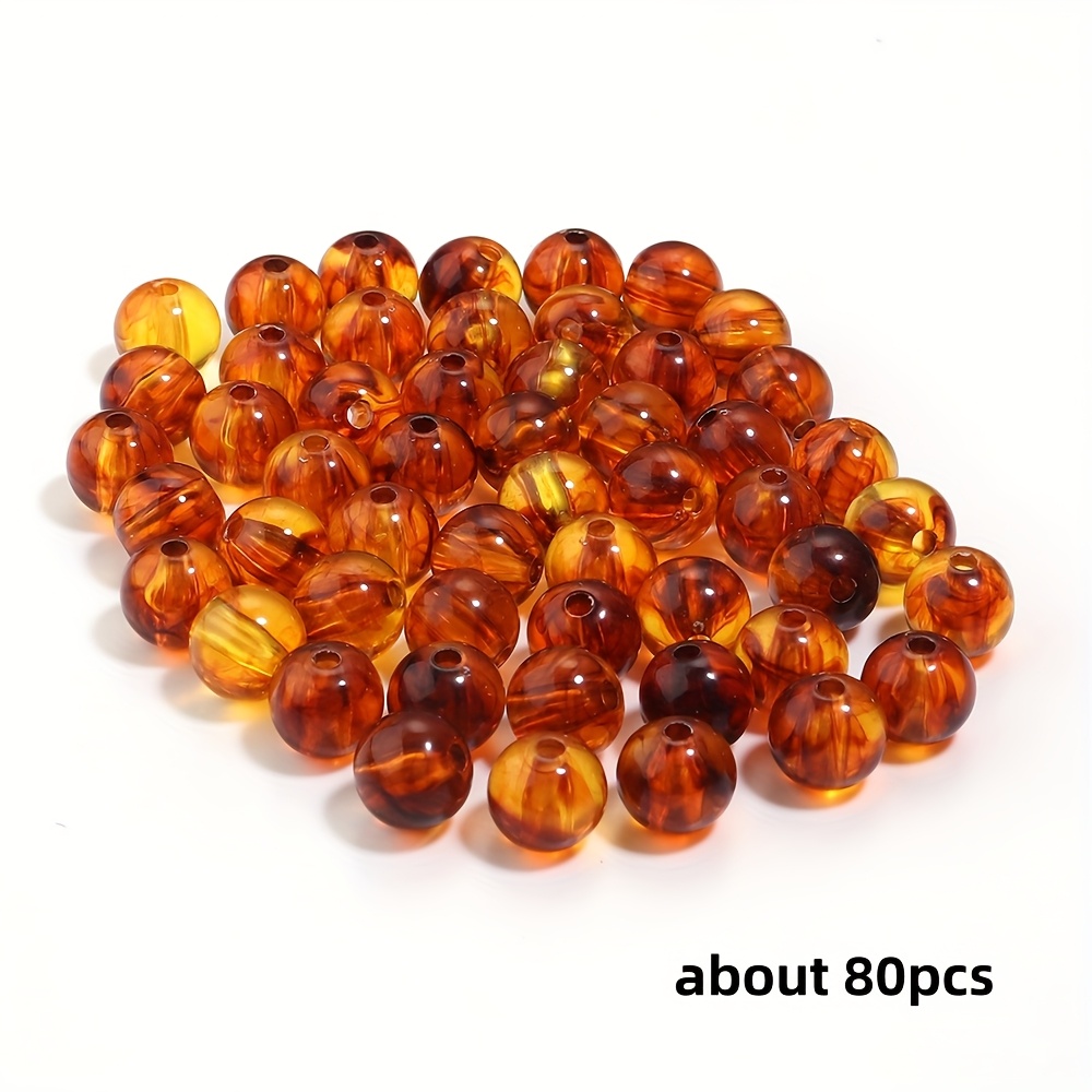 Acrylic Amber Round Beads, Small And Exquisite, Diy Creative Jewelry For Bracelets, Necklaces, Earrings, Phone And Keychain Making, Decorative Beads, . 10/30/50/80/100/200pcs