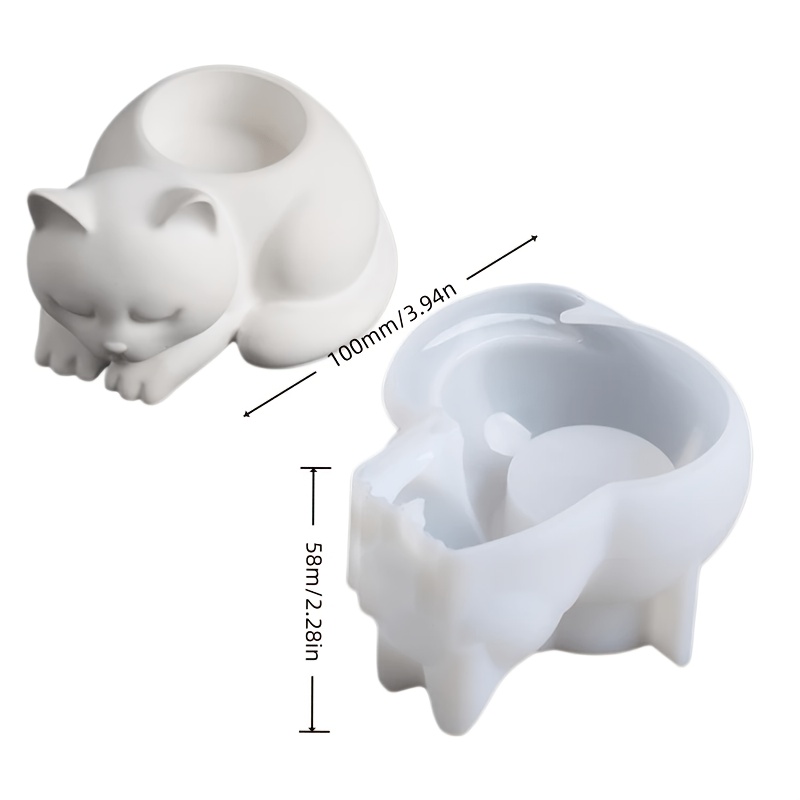 TEMU 3d Animal Candle Holder: Cute Cat Decorative Mould Silicone Mould For Diy Crafts Plaster, Resin And Silicone Casting Moulds Home Decor And