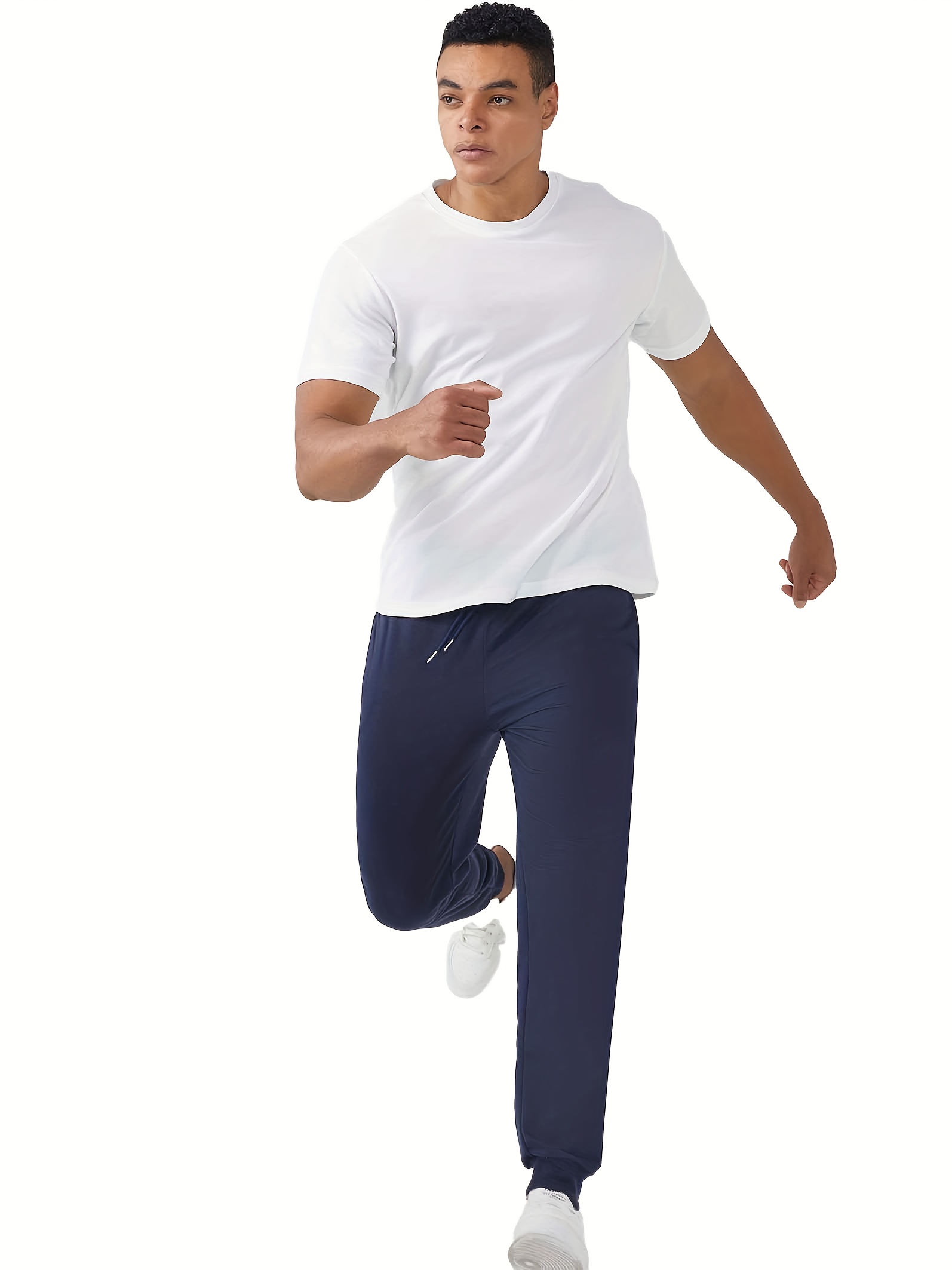 3pcs Men'S Casual Joggers with Elastic Waistband & Drawstring - Loose Fit, Mid-Rise, Solid Color, All-Season Comfort, Perfect for Running, Cycling, Travel, Outdoor Activities, Jogging Pants