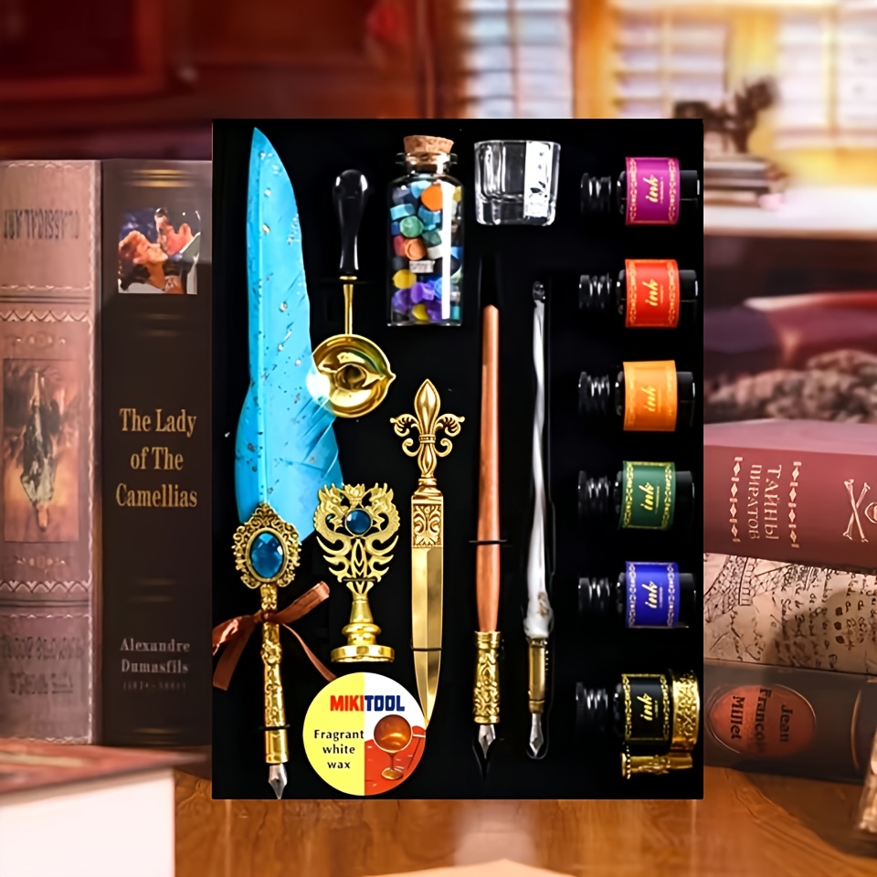 TEMU Pen Ink Set (without Gift Box), Calligraphy And Wax Seal Set, For Calligraphy Artists, A Smooth Pen And Ink Pen Combination For Writing