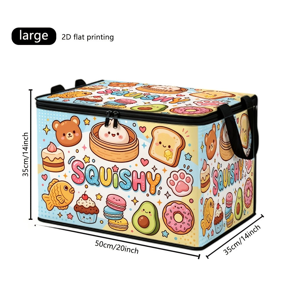 TEMU 1pc Cute Pop Press-and-fold Storage Box, With Zipper Lid, Foldable Box Suitable For Book Organization, Underbed Storage, Office And Home
