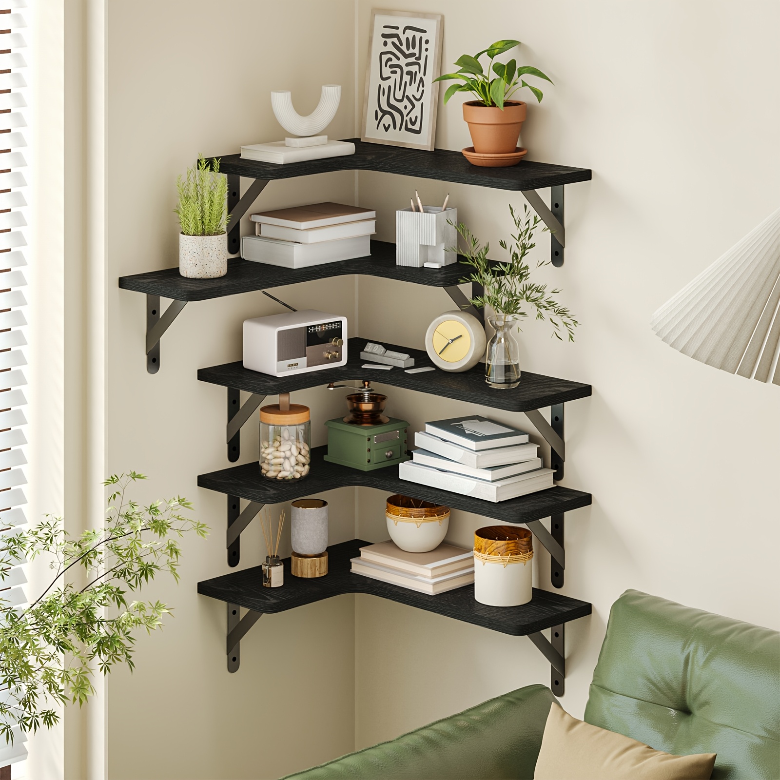 5 6pcs corner shelves corner floating shelves colours