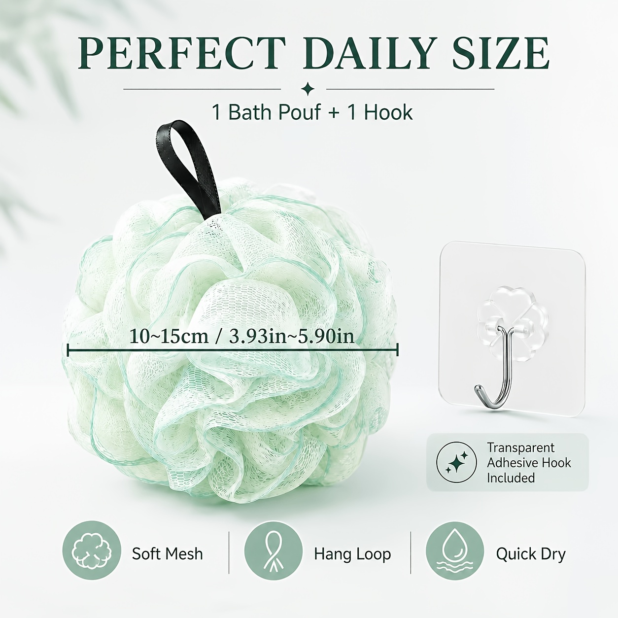 Gradient Bath Sponge and Storage Hook Set, Dual-Use Loofah