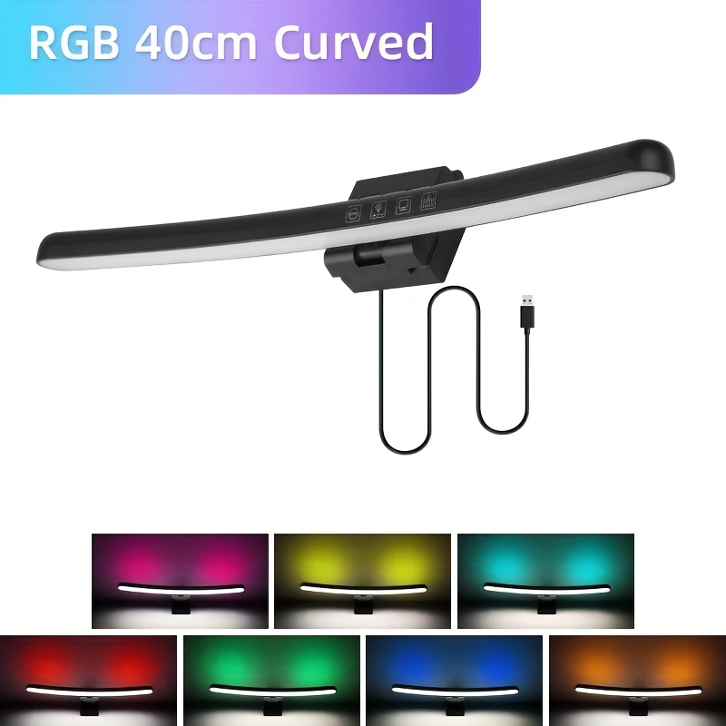 TEMU Computer Monitor Lights, Computer Screen Led Light, Curved Screen Design Computer Hanging Light, Computer Monitor Light Bar, Rgb Dimmable, Usb