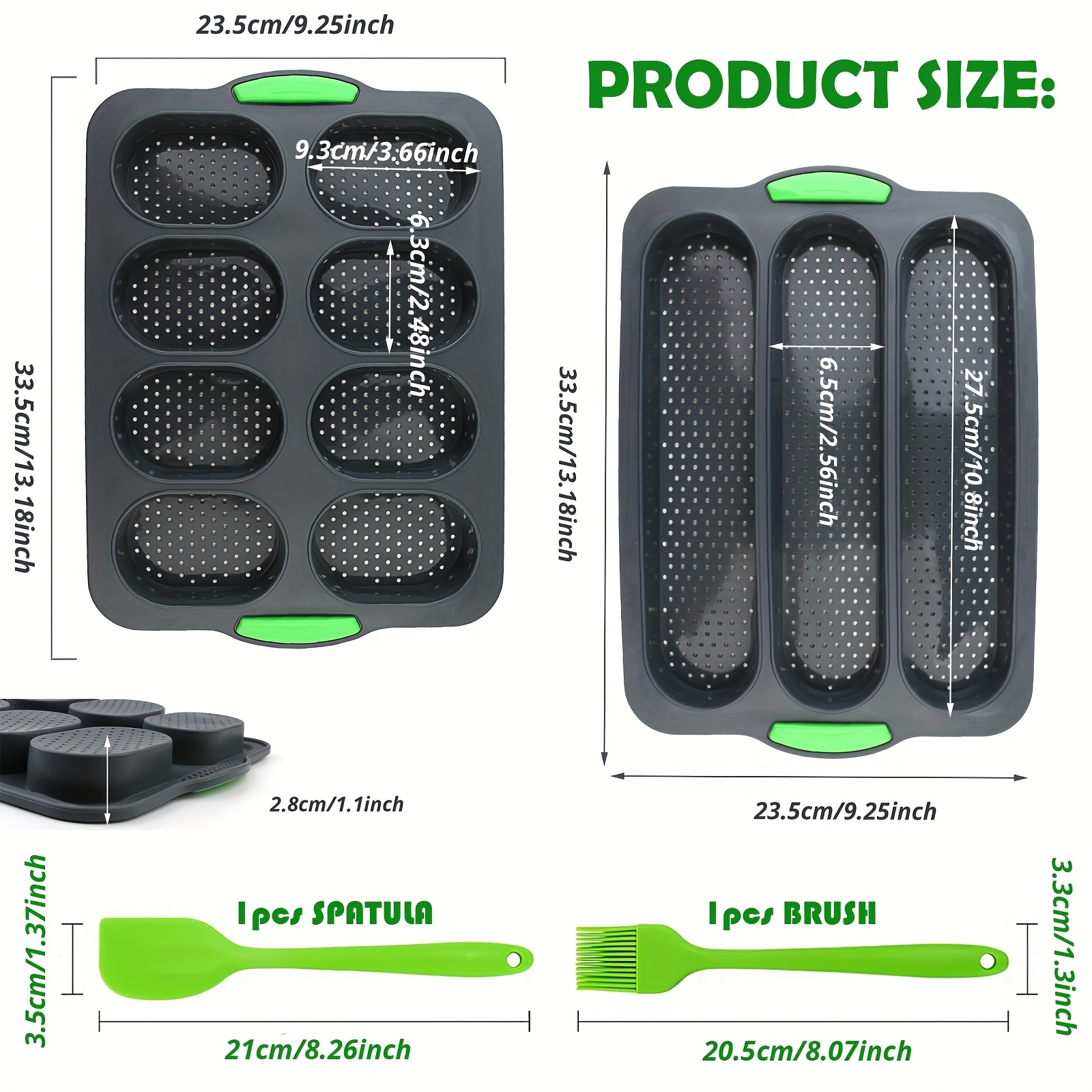 Image of 4-pack Silicone Baguette Loaf Pan Set, Gray Bread Mold With Silicone Basting Brush And Scraper, French Tray For Homemade Sandwiches And Making, Ideal For Christmas, Thanksgiving Bread, Etc