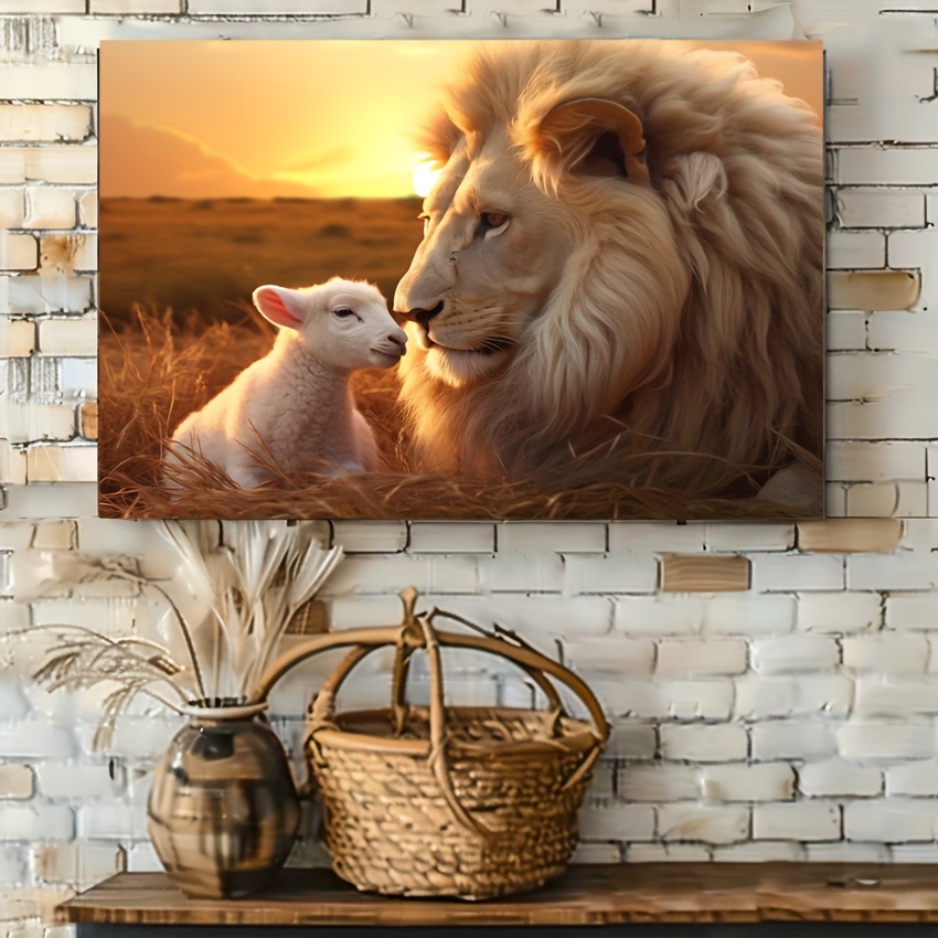 Lion Lamb Wall Art Print Art Deco Animal Poster Home Office - Temu