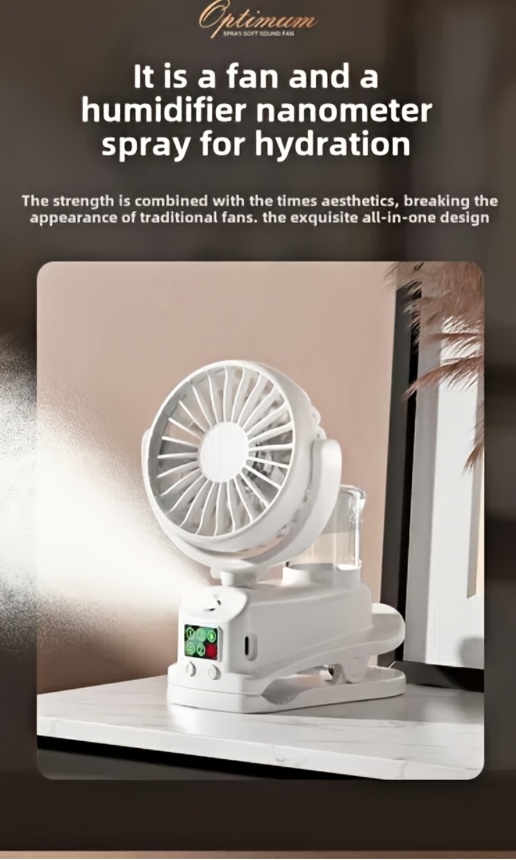 f7 clip spray rechargeable mini fan for students dorm outdoor multi functional clip fan with spray Product details 2