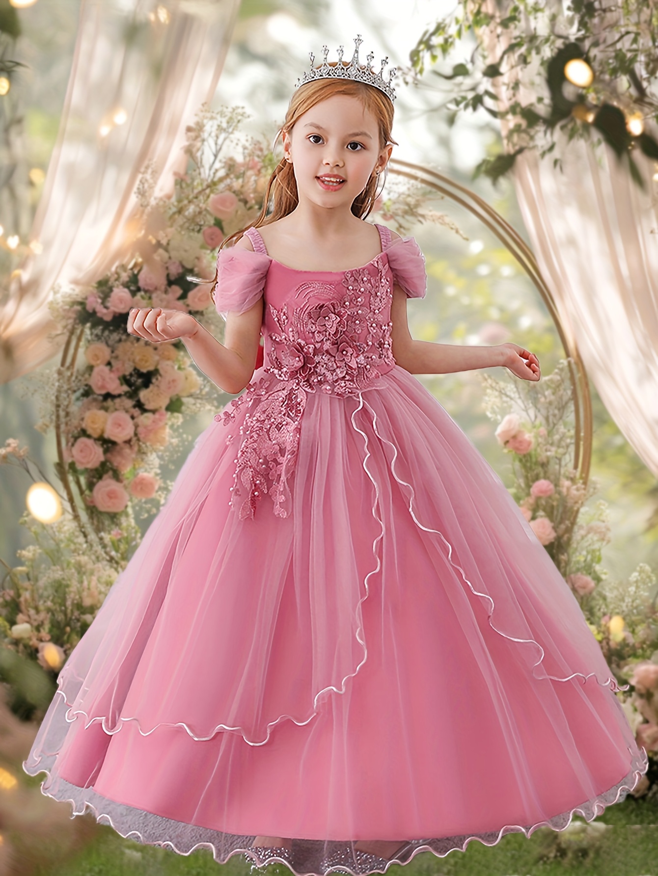 strapless open back dress Satin Glittered Tulle Girl Party Dress by Cinderella Couture USA AS5121 2 /  Hunter Green main image 1