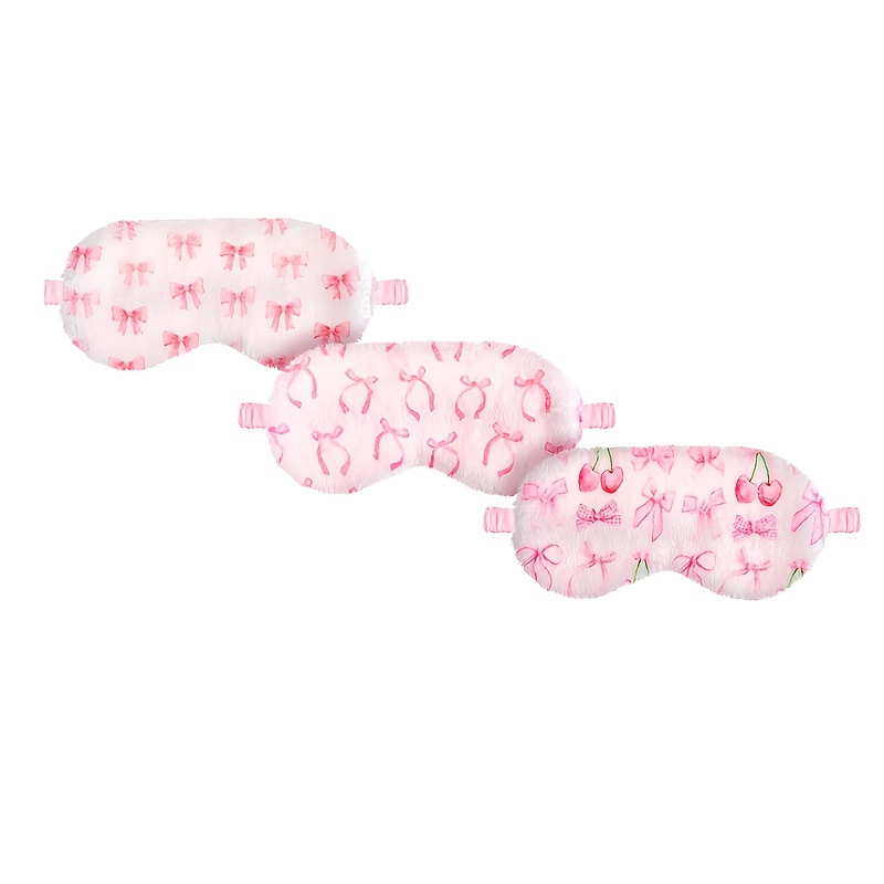 TEMU 3pcs Sleepover Party Supplies,3 Plush Eye Mask Covers For Sleeping Slumber Sleepover Spa Party Birthday Christmas Valentine Gifts