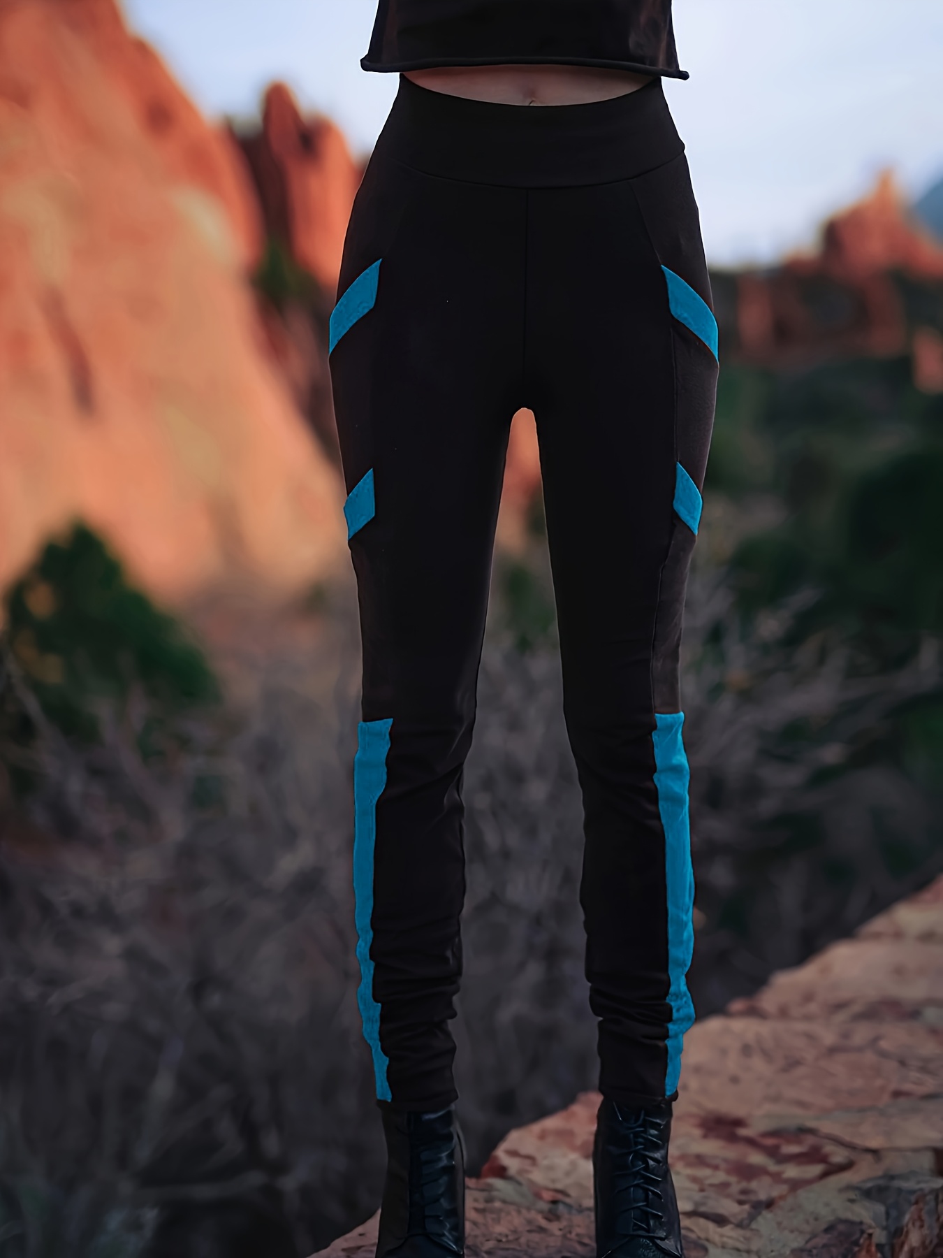 leggings ajustados bolsillos pantalones casuales moda Temu