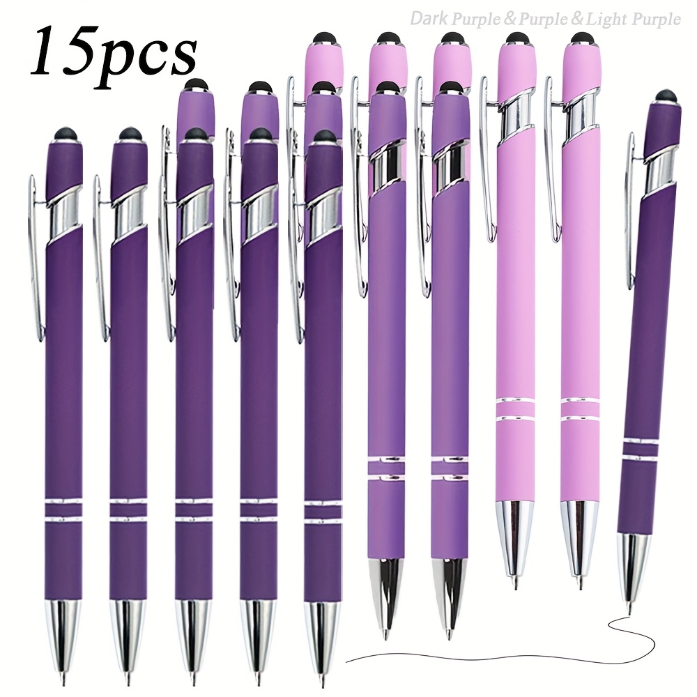 

15-pack Metal Ballpoint Pens, Retractable Medium Point, Smooth , Oval Body, Capacitive Touch, , For Student Stationery, Holiday Gift