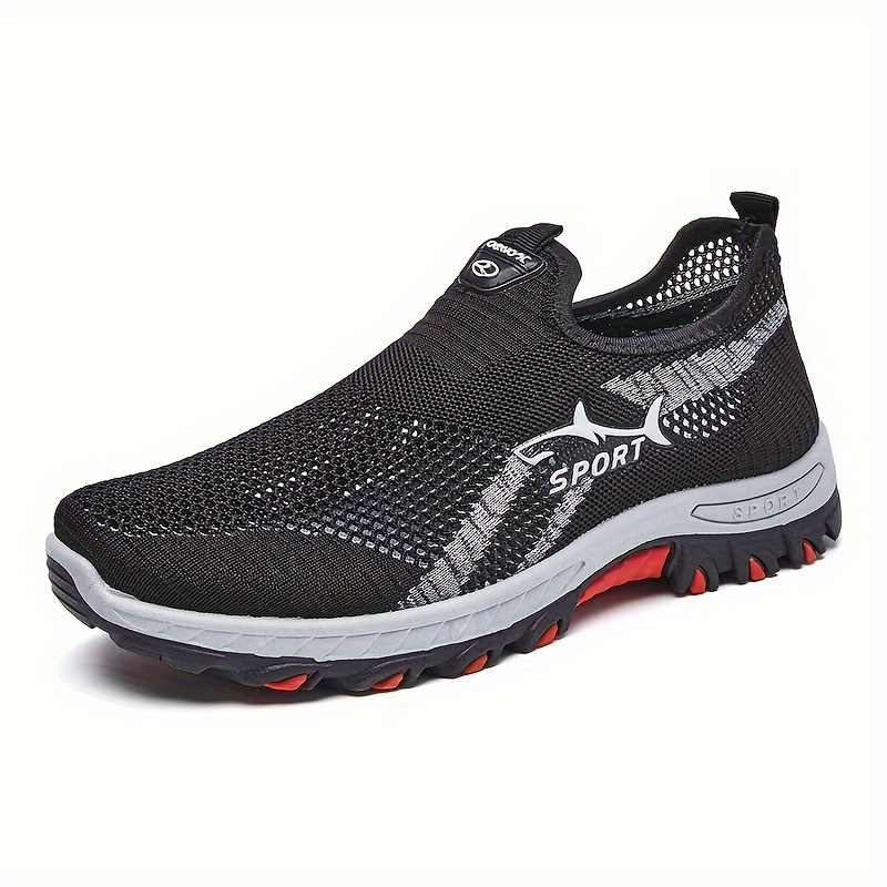 TEMU Men's Slip On Mesh Breathable Non Slip Sneakers, Durable Comfy For Outdoor Hiking Camping Climbing