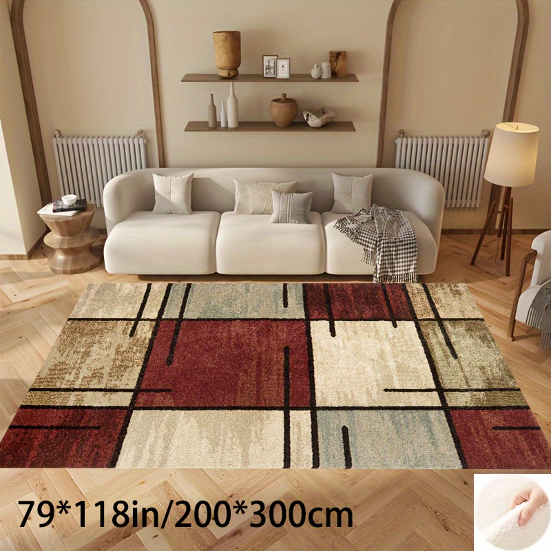 

1pc Carpet, Nordic Simple Ins Style Geometric Anti-fouling Carpet, Waterproof And Washable Non-slip Rectangle Carpet, For Living Room, Bedroom, Office And Study Room, Home Decor, Home Accessories