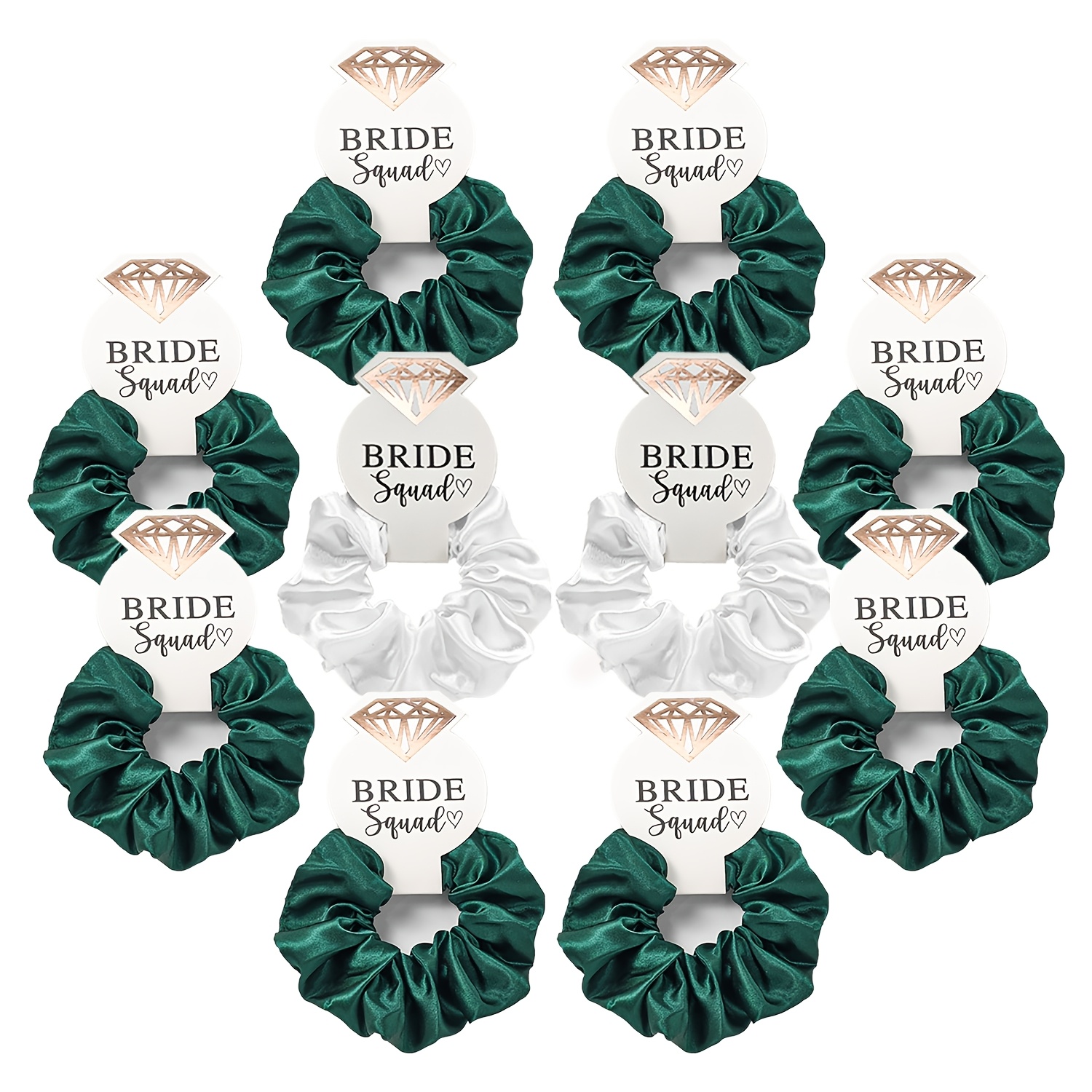 

10-pack Elegant Fabric Hair Scrunchies Set - Soft Silky Bride Hair Ties For Wedding, Bachelorette Party, Bridal Gift - No Hair Accessories For Women, Solid Color