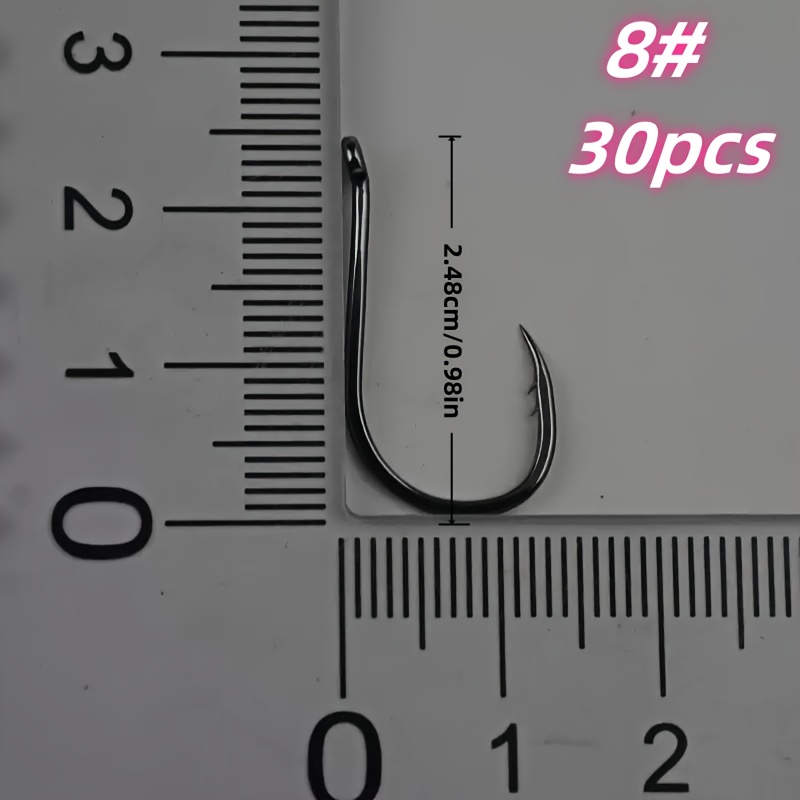 TEMU 30 High-quality Double Barbed Fish Hooks, Made Of High-carbon Steel. Barbs Point Significantly Reduce Of Hook Release And Fish Escape. Sharp,