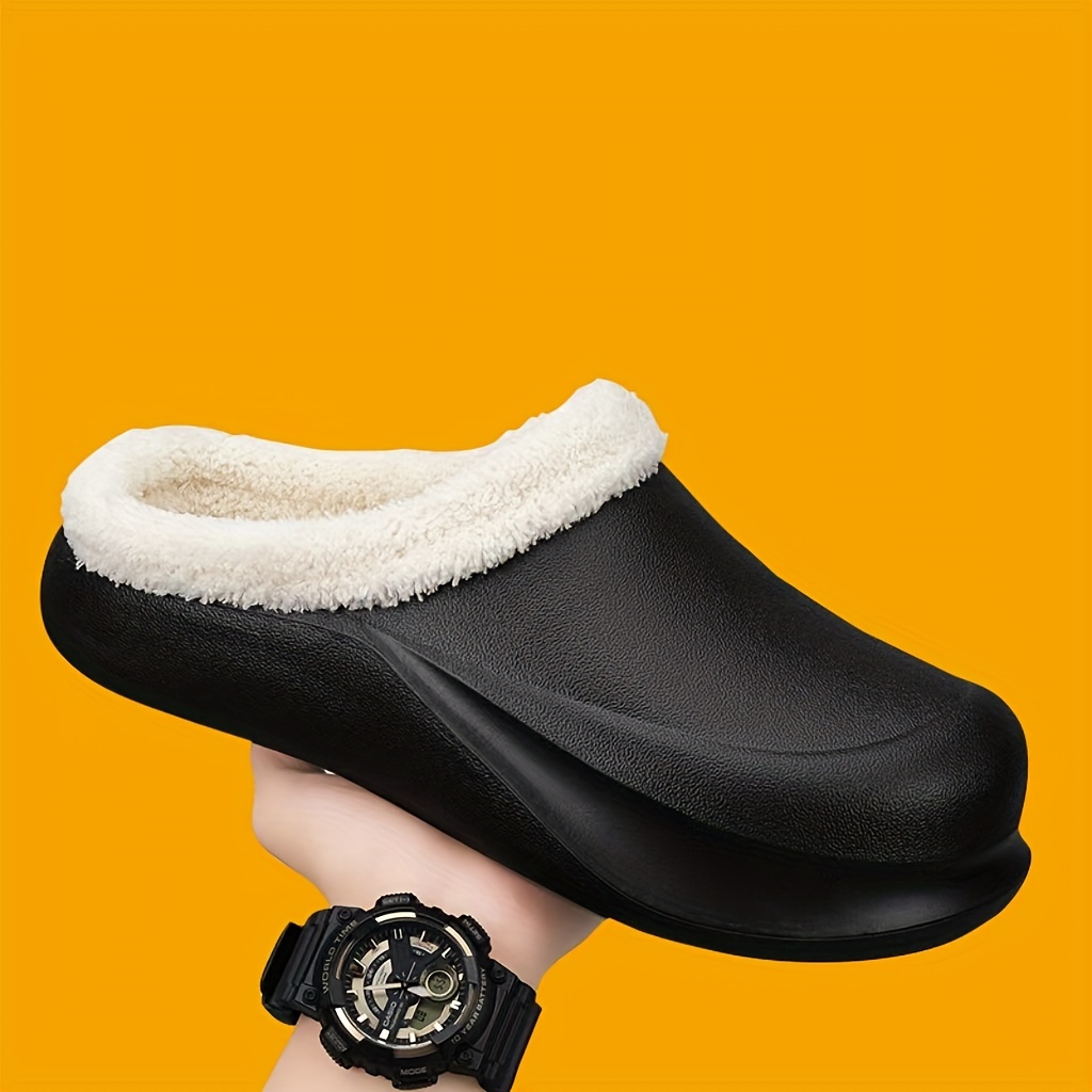 mens cozy fleece lined winter slippers high quality non slip thick