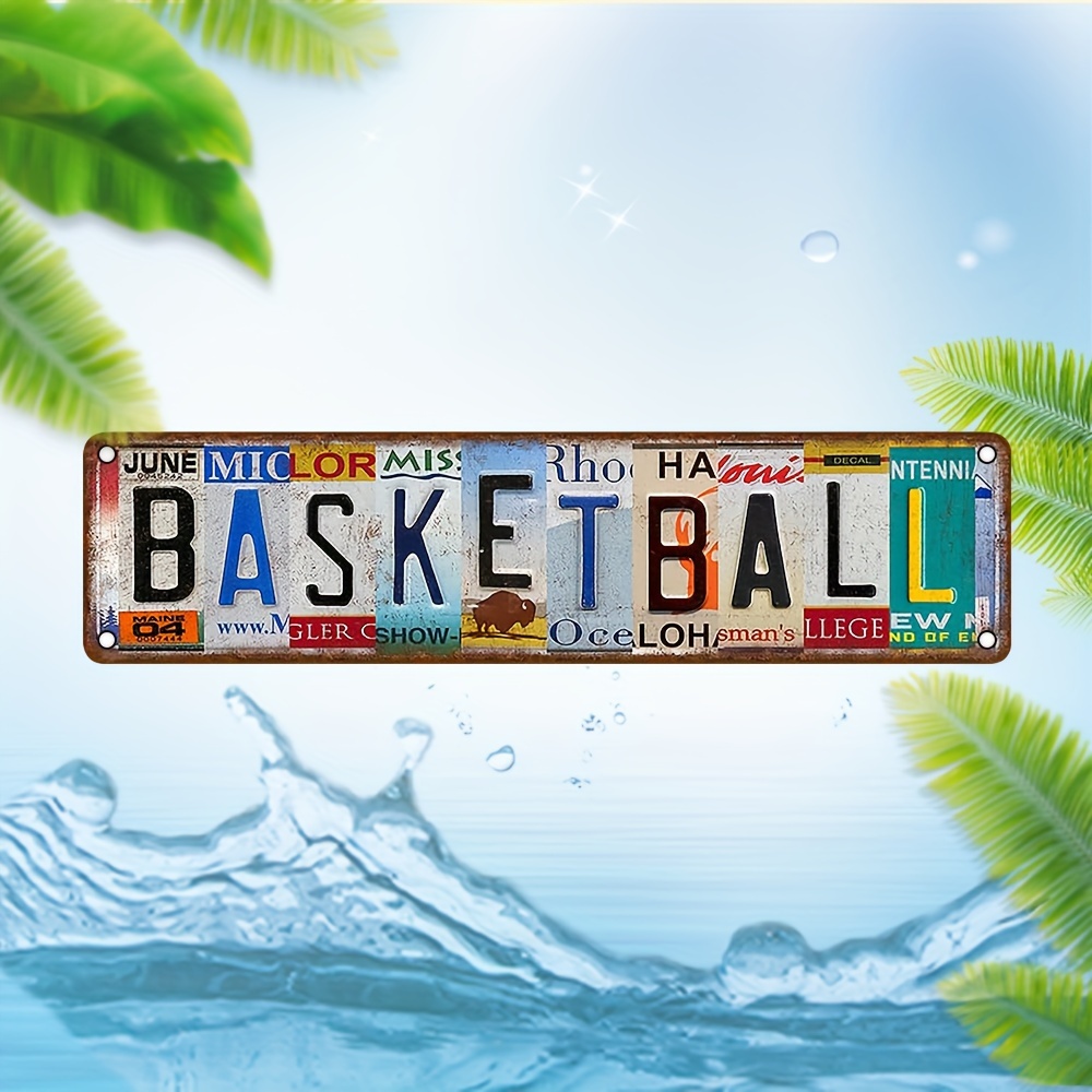 

Vintage License Plate Style "basketball" Decorative Aluminum Sign - Wall Hanging, Uv Printed, Weatherproof, Multipurpose Indoor & Outdoor Decor Plaque In English, 40cm X 10cm