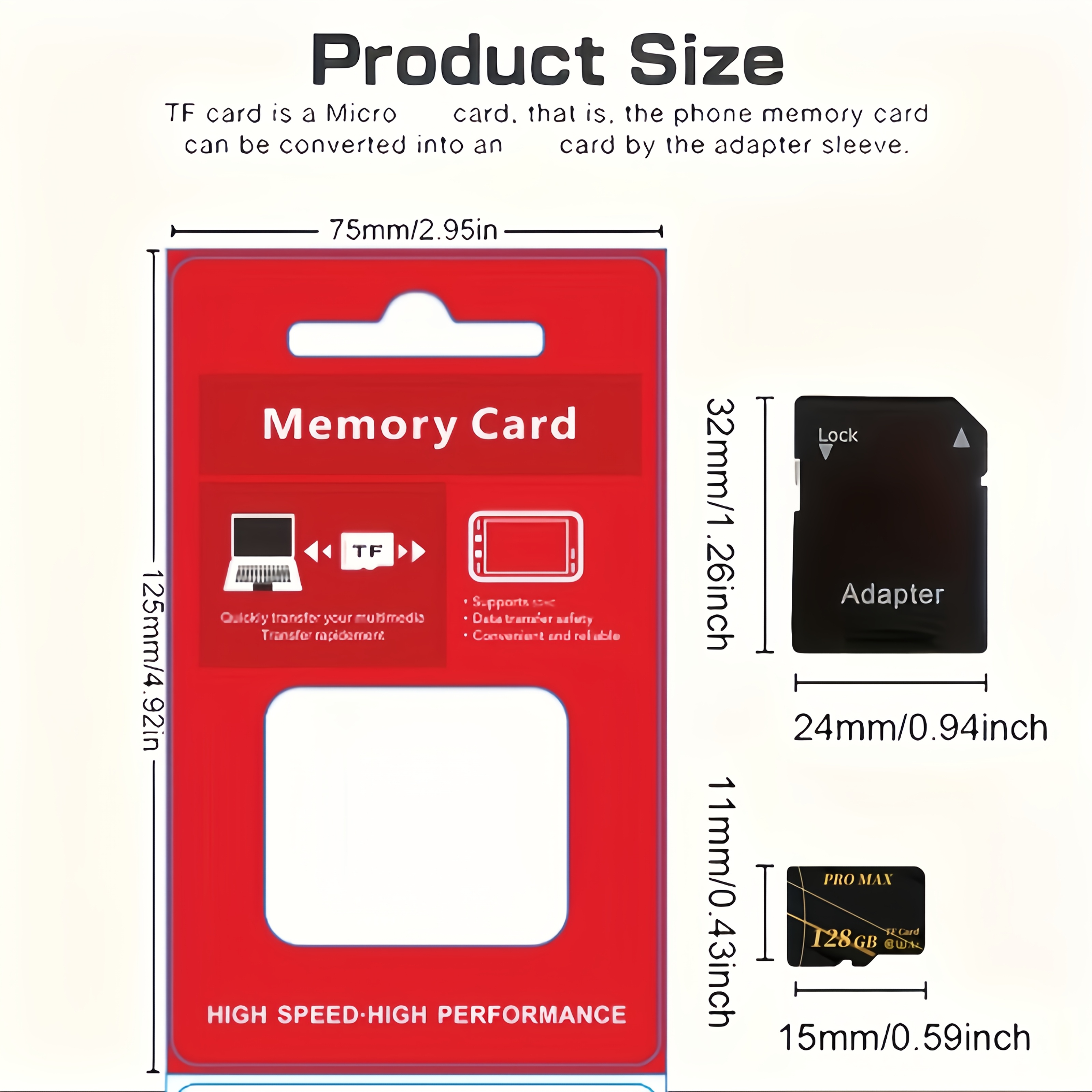 256GB/512GB Mini SD Memory Card with SD Adapter - High-Speed Data Transfer, Compatible with Cameras, Smartphones, PCs, Headphones, and Full HD Video & Photo Storage, Smartphone Storage, Compact Design, Durable Storage