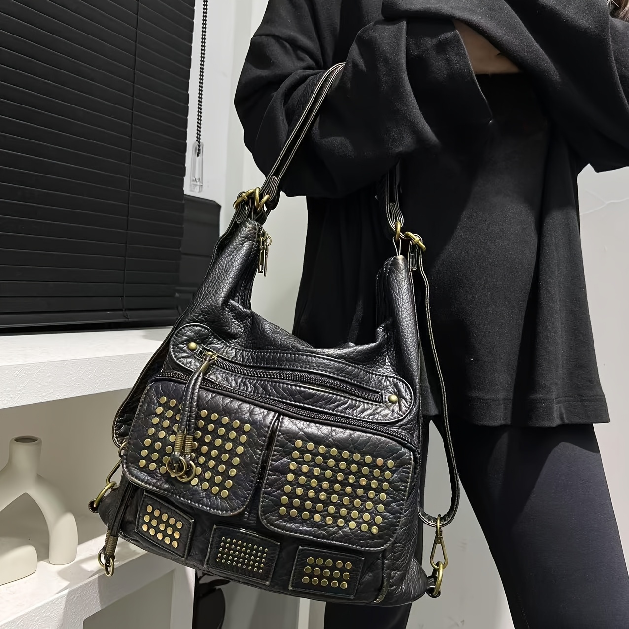 y2k style womens rivet studded bag large capacity multi - Temu