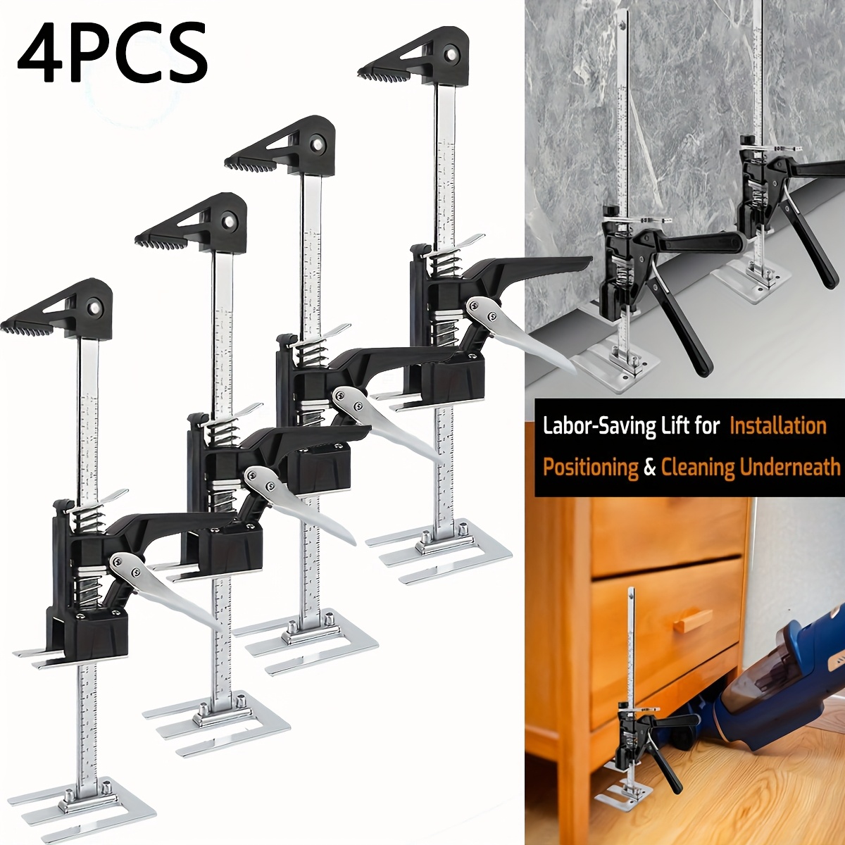 TEMU 4pcs Labor Saving Arm Lift15.5in, All-aluminum Material With Non-slip Mat And Non-slip Base, Drywall Lifts Bearing 350lbs Raised To 9.5in,